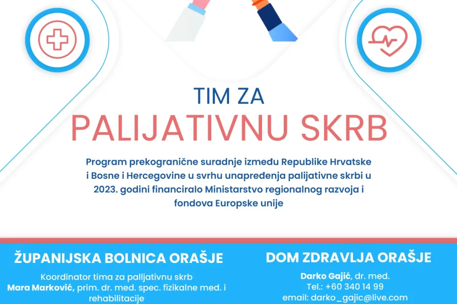 Palijativna skrb: unapređenje za neizlječive bolesnike. Realizacijom ovog projekta postavljeni su temelji za razvijanje palijativne skrbi. Cilj ovog projekta je razvijanje i unapređenje kvalitete i pristupa palijativnoj medicini na svim razinama zdrastvene skrbi u Posavskoj Županiji. Vrijednost projekta iznosi 49.100,00 eura.